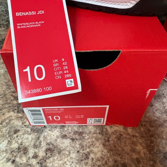 Nike Black and White Slide Sandals benassi Jdi Men’s sz 10 11 - Picture 4 of 5